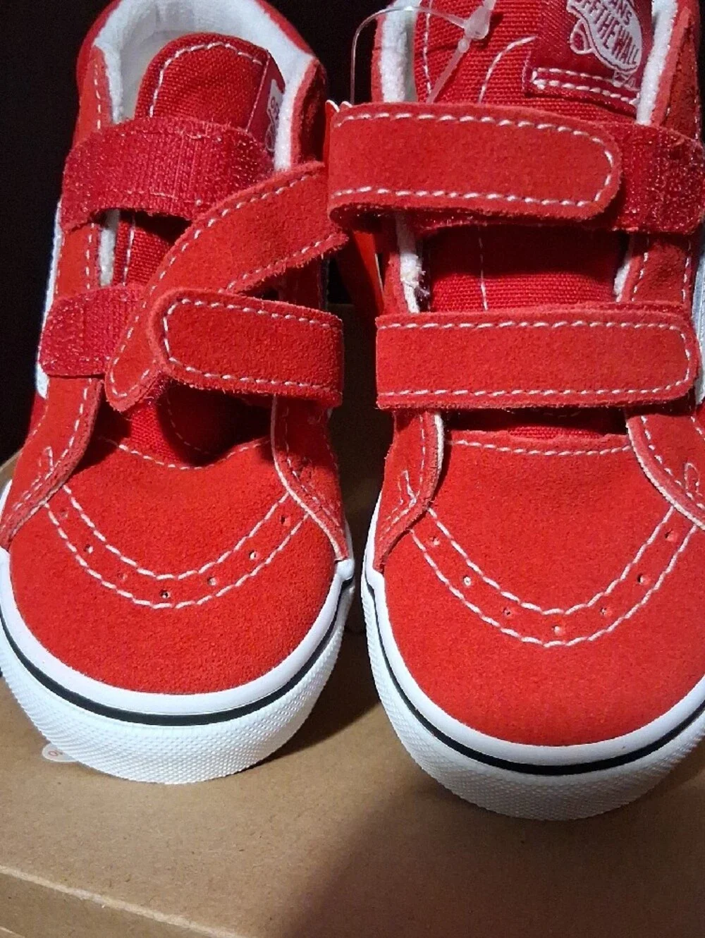 Vans Kids Red High-Top Velcro Canvas Sneakers 9.0 Usa Toddler
